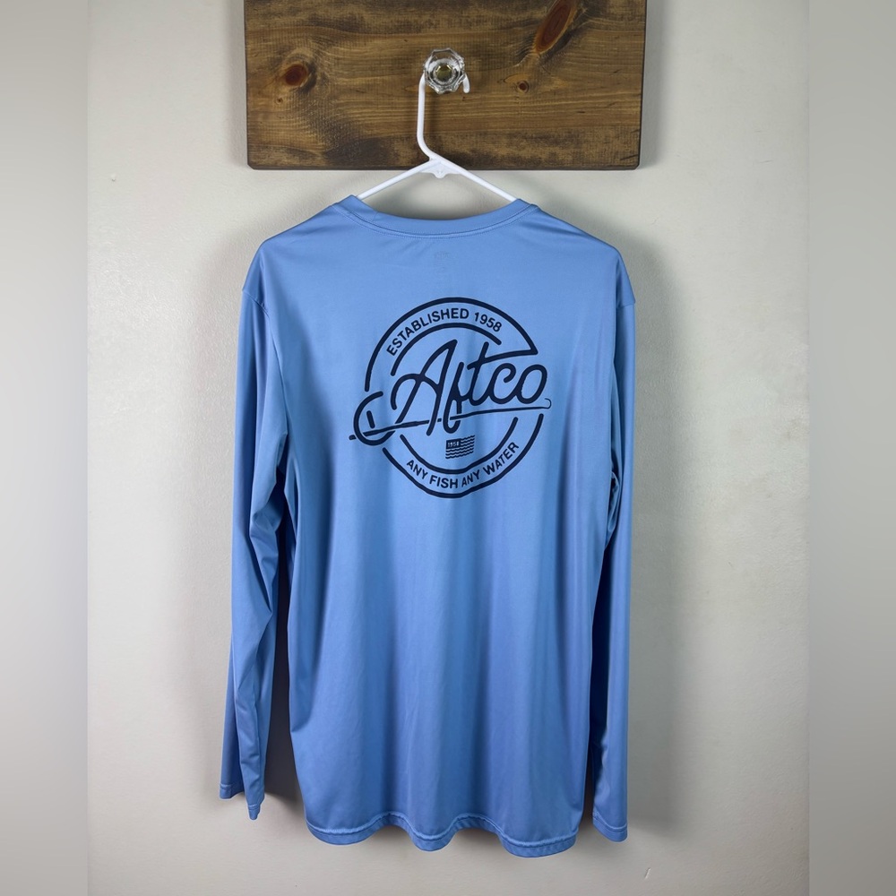 AFTCO Aftech Momentum Large Long Sleeve Performance Shirt Blue - UPF 50 Fishing